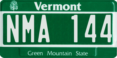 VT license plate NMA144