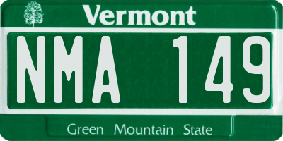 VT license plate NMA149
