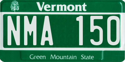 VT license plate NMA150