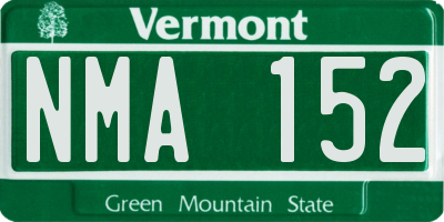 VT license plate NMA152