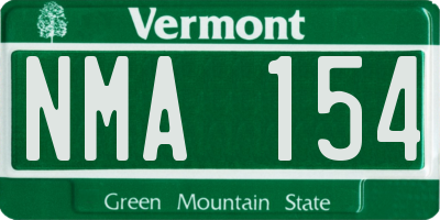 VT license plate NMA154