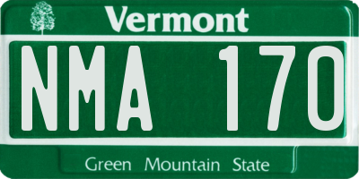 VT license plate NMA170