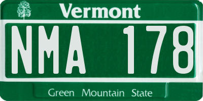 VT license plate NMA178