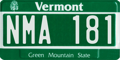 VT license plate NMA181