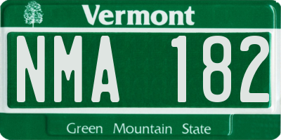 VT license plate NMA182