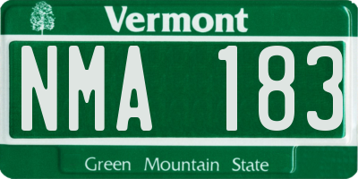 VT license plate NMA183