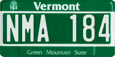 VT license plate NMA184
