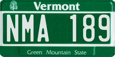 VT license plate NMA189