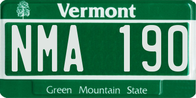VT license plate NMA190