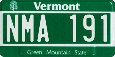 VT license plate NMA191