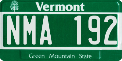 VT license plate NMA192