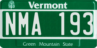 VT license plate NMA193
