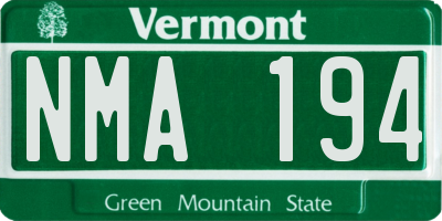 VT license plate NMA194