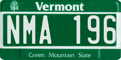 VT license plate NMA196