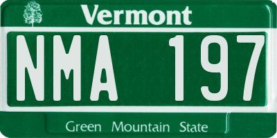 VT license plate NMA197