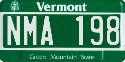 VT license plate NMA198