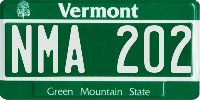 VT license plate NMA202