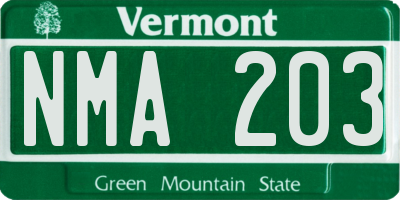 VT license plate NMA203