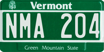 VT license plate NMA204