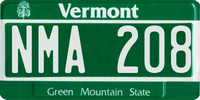 VT license plate NMA208