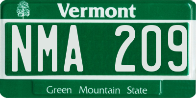VT license plate NMA209