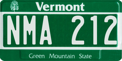 VT license plate NMA212