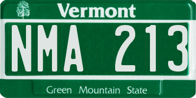 VT license plate NMA213