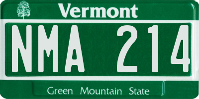 VT license plate NMA214