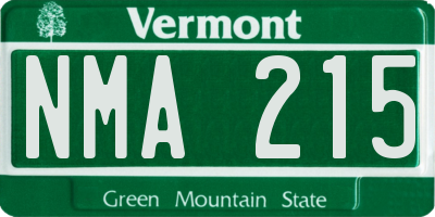 VT license plate NMA215