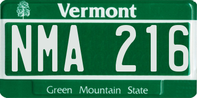 VT license plate NMA216