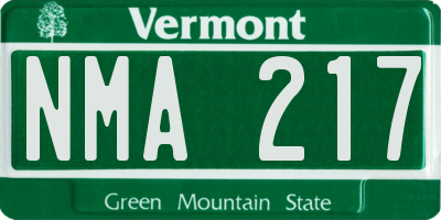 VT license plate NMA217