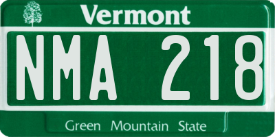 VT license plate NMA218