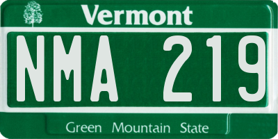 VT license plate NMA219