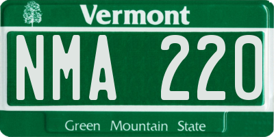 VT license plate NMA220