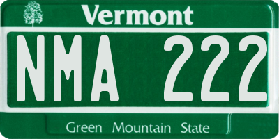 VT license plate NMA222