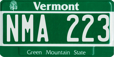 VT license plate NMA223