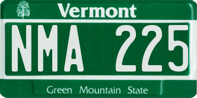 VT license plate NMA225