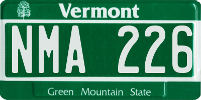 VT license plate NMA226