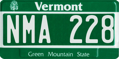 VT license plate NMA228