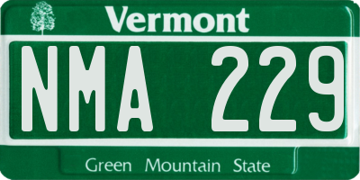 VT license plate NMA229