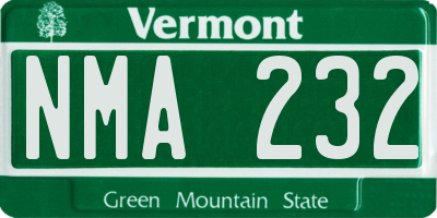 VT license plate NMA232