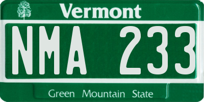 VT license plate NMA233