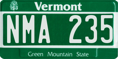 VT license plate NMA235