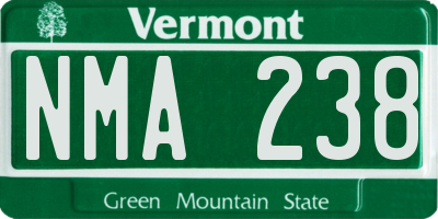 VT license plate NMA238
