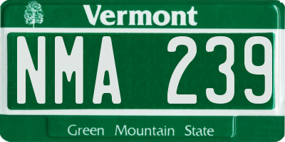 VT license plate NMA239
