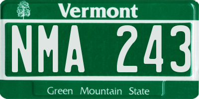 VT license plate NMA243