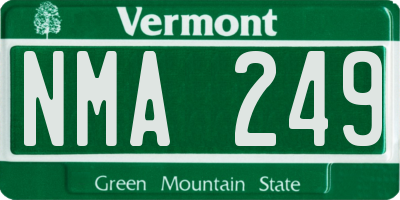 VT license plate NMA249