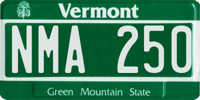 VT license plate NMA250