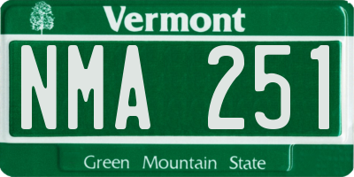 VT license plate NMA251