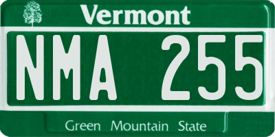 VT license plate NMA255
